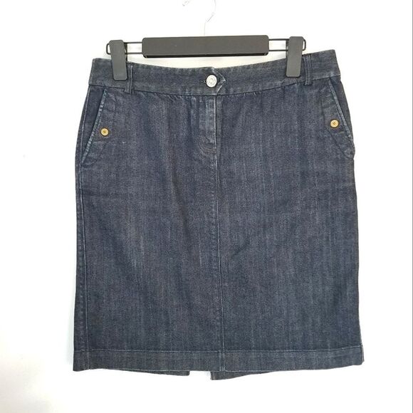 Vintage J.Crew Dark Wash Denim High Waist Mini Pencil Jean Skirt Size 4 - Picture 1 of 6